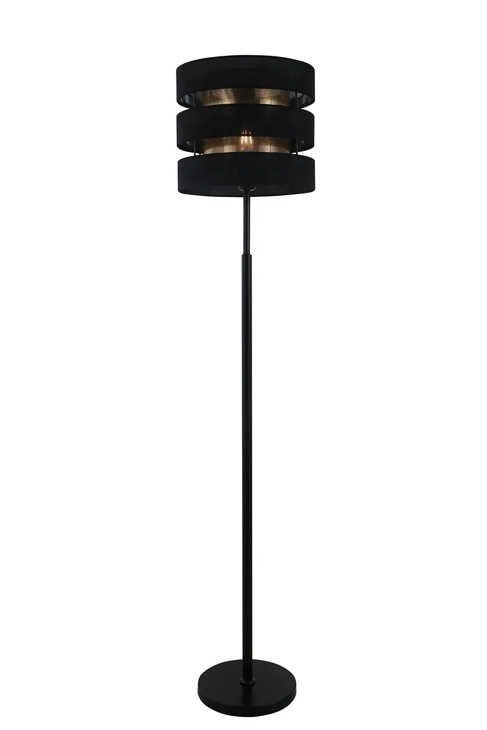 Jak ovlivňuje geometrické rozložení duálního stínu černé podlahové lampy rozložení světla a prostorovou estetiku?