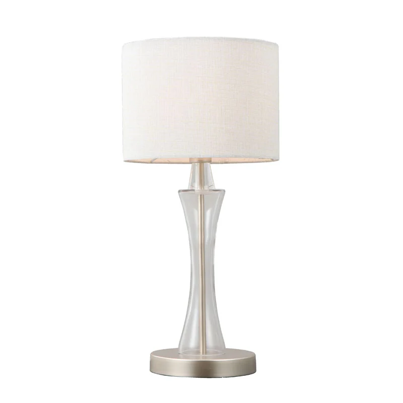 Současná krémově bílá textilní stolní lampa