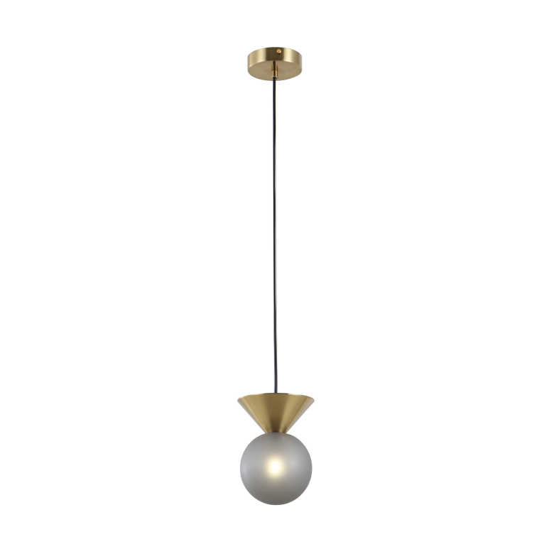 Matná kouřová kulička skleněná přívěsková lampa