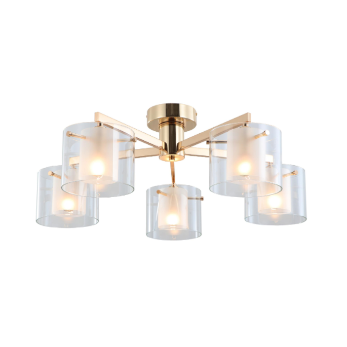 Zlaté duální brýle 5 světlí splachovací stropní lampa