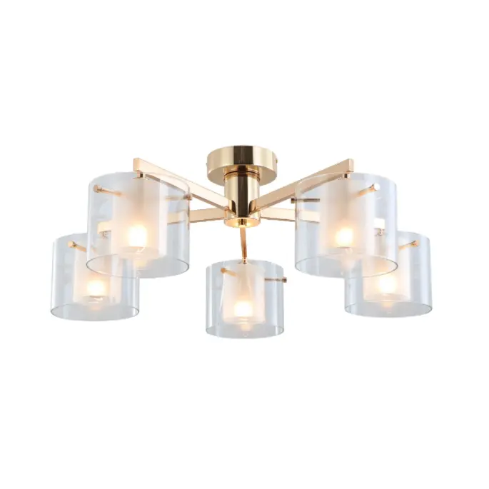 Zlaté duální brýle 5 světlí splachovací stropní lampa