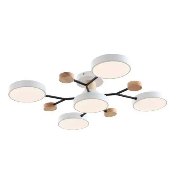 Moderní LED stropní lampa s přízvukem dřeva
